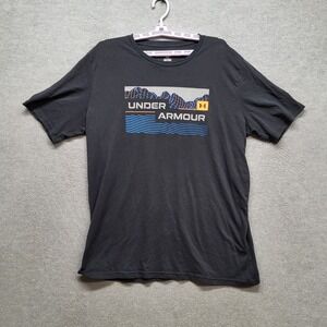 Under Armour Men Shirt XL Black Graphic Print Mountains Activewear
